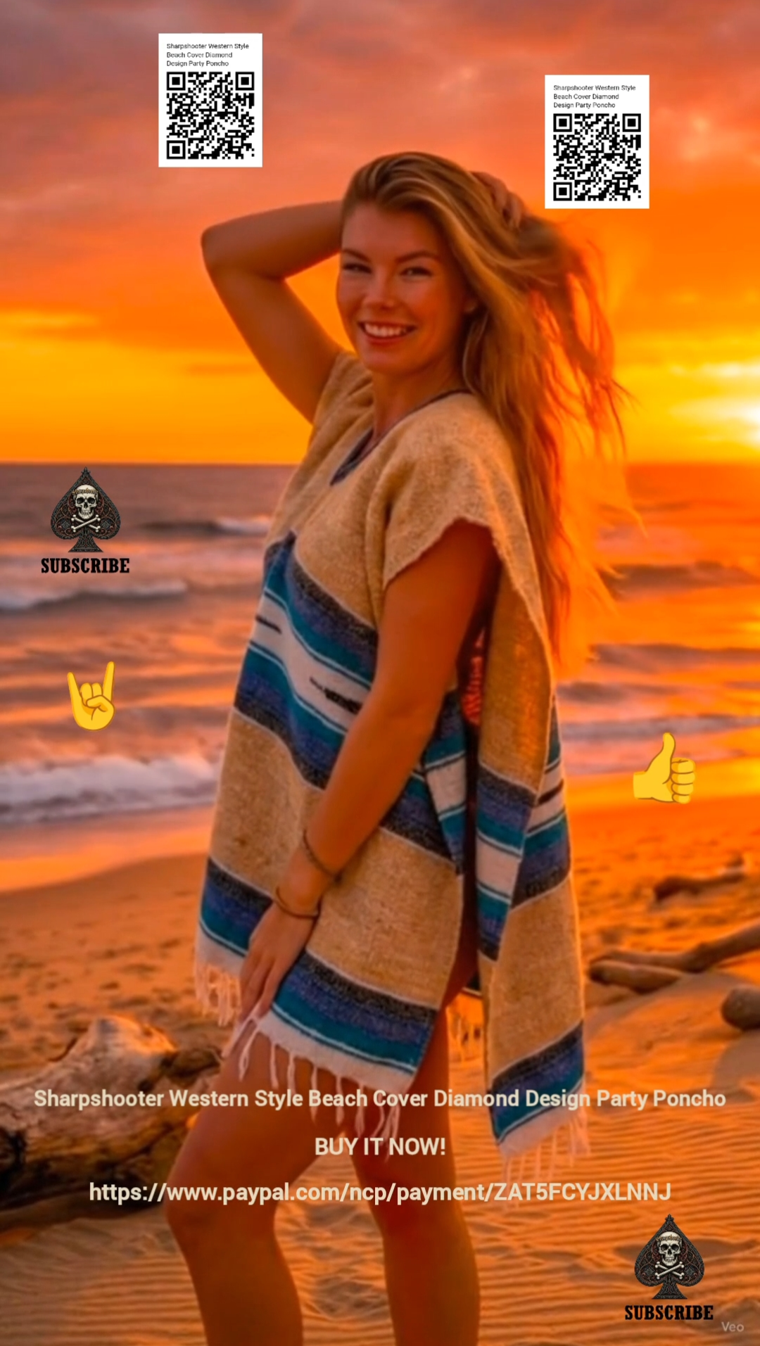 Sandy-Sharpshooter-Western-Style-Beach-Cover-Diamond-Design-Party-Poncho